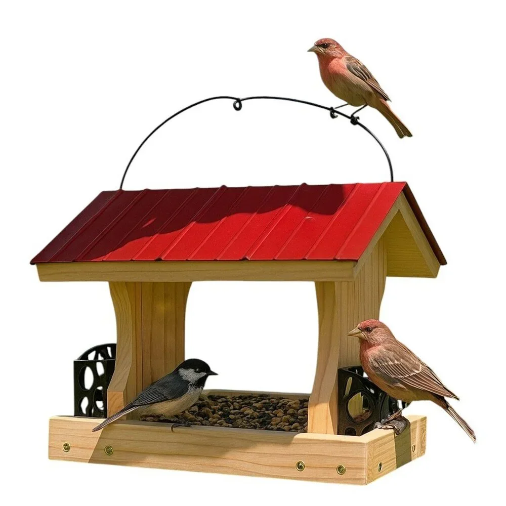 NEW Heavy Duty Bird Feeder Wood Birdhouse Garden Decor Bird House Hand Crafted H